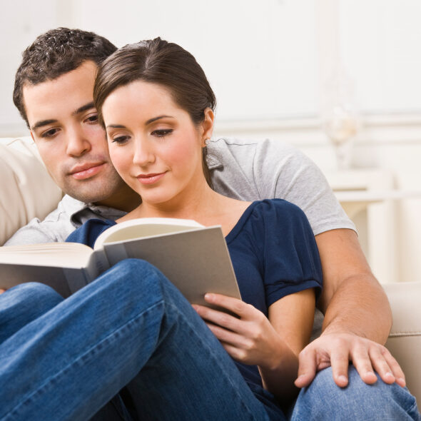 Cozy Couple Reading Book
